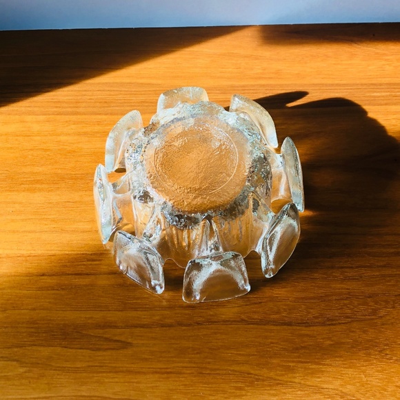 Scandinavian Humppila Ice Glass Textured Bowl, Vintage 1970’s, Made In Finland - Picture 4 of 4